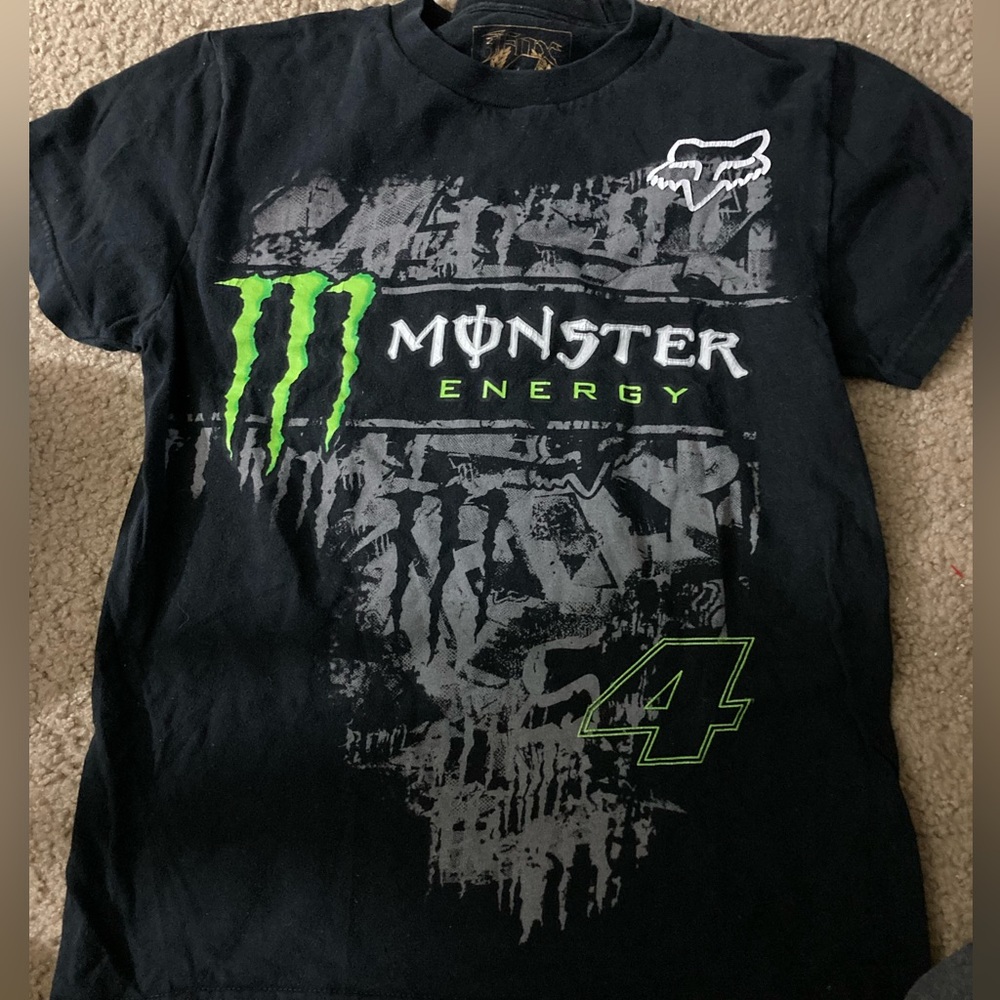 Fox Racing Monster Energy Black and Green Tshirt